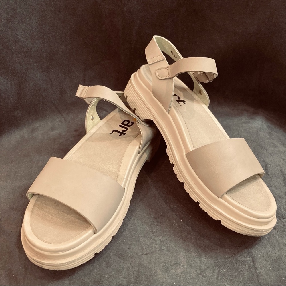 ART Sz 40 Birmingham Calf Leather Chunky Sole Hook & Loop Closure Sandals